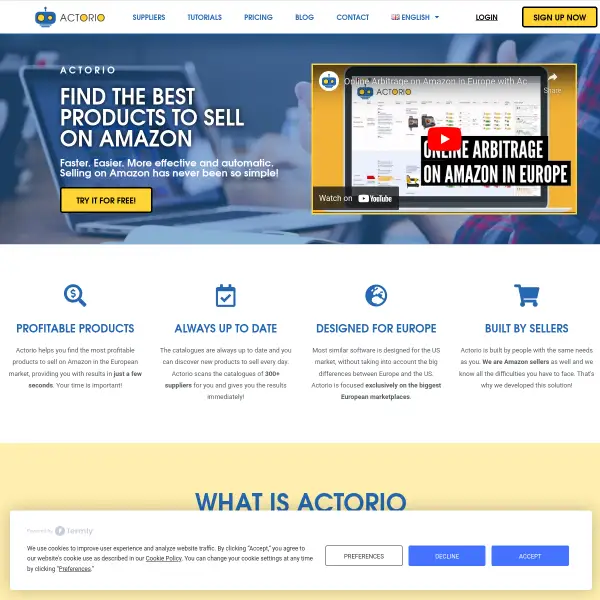 Actorio is Online Arbitrage SaaS for Amazon sellers in Europe