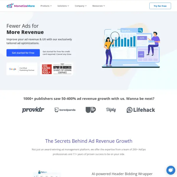 MonetizeMore | A Google Certified Partner for Ad Optimization