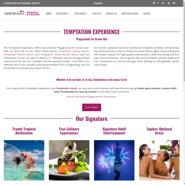 Temptation Resorts & Cruises | The Playground for Grown Ups!