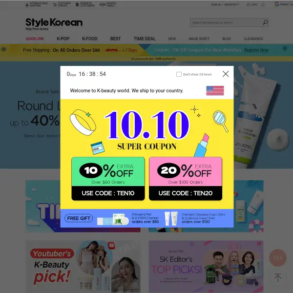 K-Beauty & Korean Skin Care and Beauty Shop | Kbeauty NO.1 STYLEKOREAN.COM